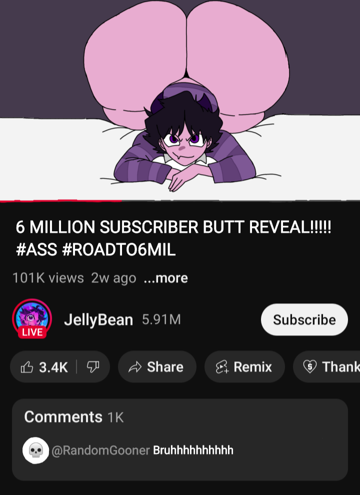 2d 2d_(artwork) ass ass_bigger_than_head ass_body bed bed_sheet bedroom big_ass black_hair commentary_community half-dressed half_naked horns huge_ass huge_breasts hyper_breasts jellybean_(mcyt) looking looking_at_viewer mcyt minecraft minecraft_youtubers purple_skin screenshot_edit shirt tagme thick_thighs twitch.tv youtube youtuber youtubers