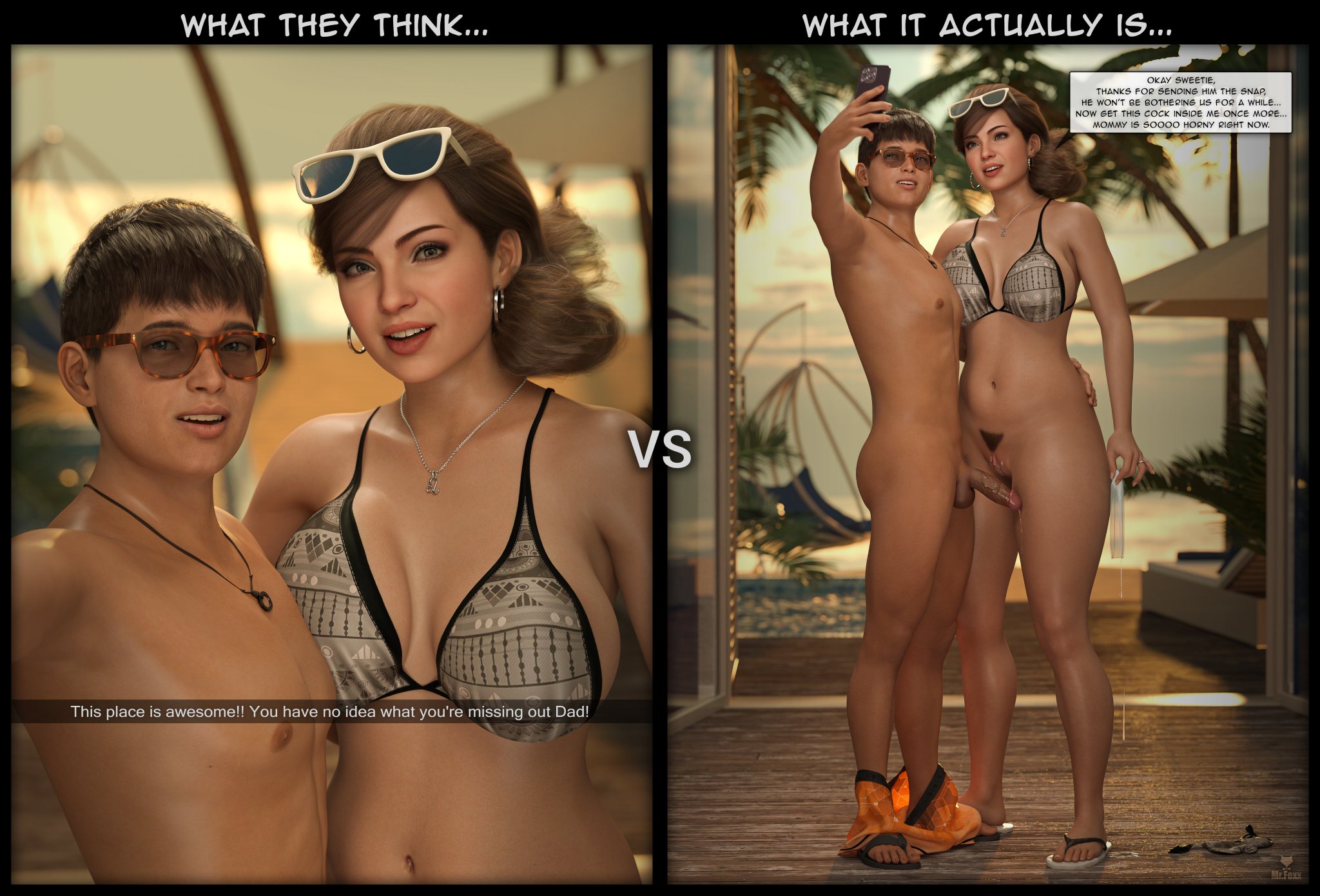 1boy, 1girls, 3d, ass, big ass, big breasts, big thighs, breasts, bust, busty, curvaceous, curvy, curvy figure, female, hips, hourglass figure, incest, legs, light skin, light-skinned female, light-skinned male, male, male/female, mature, mature female, mature male, milf, mother, mother and son, mr.foxx, older female, older female and younger male, original, original character, original characters, slim waist, straight, thick, thick hips, thick legs, thick thighs, thighs, top heavy, voluptuous, waist, wide hips, younger male
