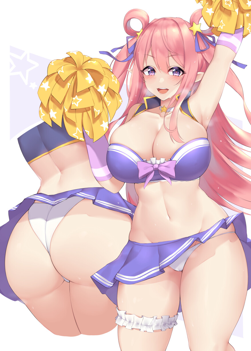 cheerleader, hatsune (princess connect!), kuavera, pointy chin, princess connect!, tagme, upskirt