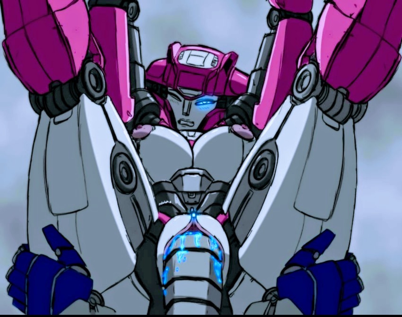 arms up, ass, ass grab, blush, breasts, cum in pussy, elita-1, elita-one, faceless male, female, large ass, large breasts, large penis, laying down, legs up, male, mechavee, one eye closed, optimus prime, orion pax, penis, pussy, robot, straight, transformers, transformers one, vagina