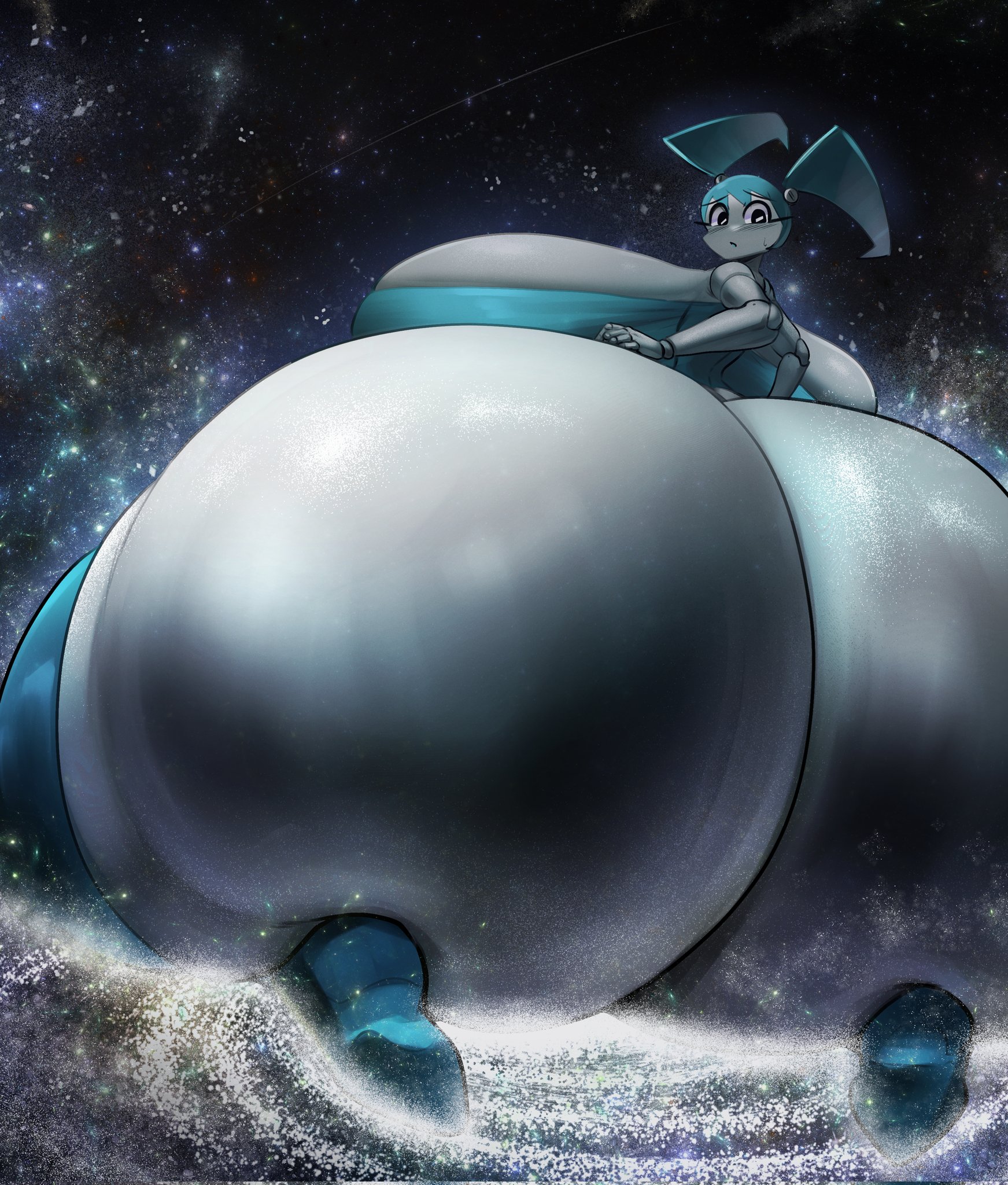 ass, ass body, ass focus, astronomical hyper, big ass, big breasts, big butt, bigger than earth, breasts, butt focus, cartoon character, clothed, female, female focus, female only, giantess, gipehtyboon, growing, growth, huge ass, huge boobs, huge breasts, huge butt, hyper giantess, jenny wakeman, macro, macro female, my life as a teenage robot, nickelodeon, nicktoons, rapid weight gain, semi nude, solo, solo female, solo focus, space, stars, tight clothing, xj-9, yboon