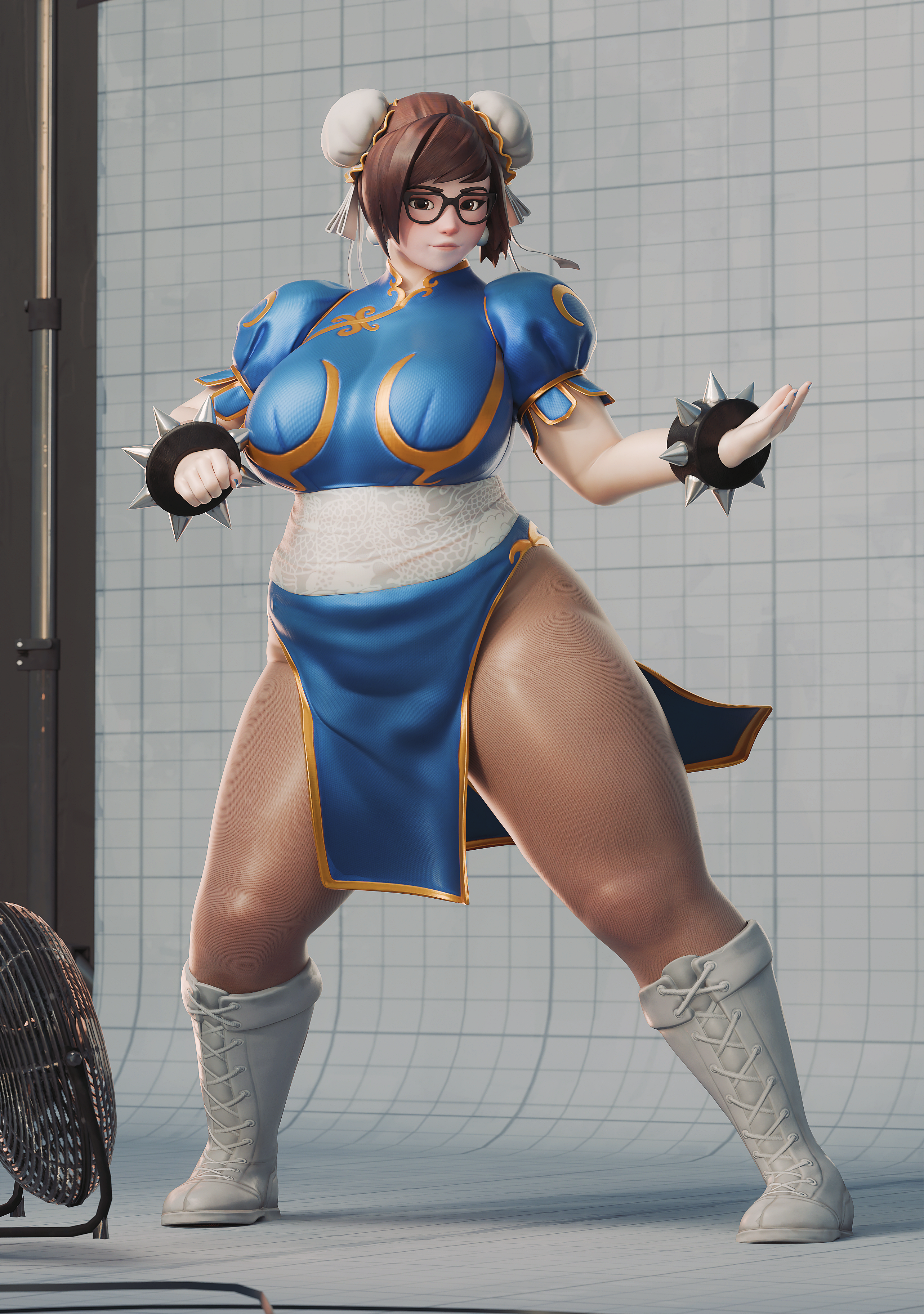 1girls, 3d, activision, asian, asian female, ass, bbw, big ass, big breasts, big thighs, blizzard entertainment, blue dress, boots, breasts, brown pantyhose, busty, capcom, china dress, chinese, chinese clothes, chinese female, chubby, chubby female, chun-li, chun-li (cosplay), clothed, cosplay, curvaceous, curves, curvy, curvy figure, dress, fat ass, female, fighting stance, fugtrup, game character, glasses, higher resolution available, highres, hips, huge ass, huge breasts, huge thighs, lace-up boots, large ass, large breasts, large thighs, light skin, light-skinned female, mature, mature female, mei (overwatch), mei ling zhou, mei-ling, mei-ling zhou, overwatch, overwatch 2, overweight, pantyhose, pelvic curtain, plump, png, round ass, sash, solo, spiked bracelet, street fighter, street fighter ii, studio, thick, thick ass, thick legs, thick thighs, thighs, trait connection, video game character, voluptuous, voluptuous female, waist, wide ass, wide hips, wide thighs