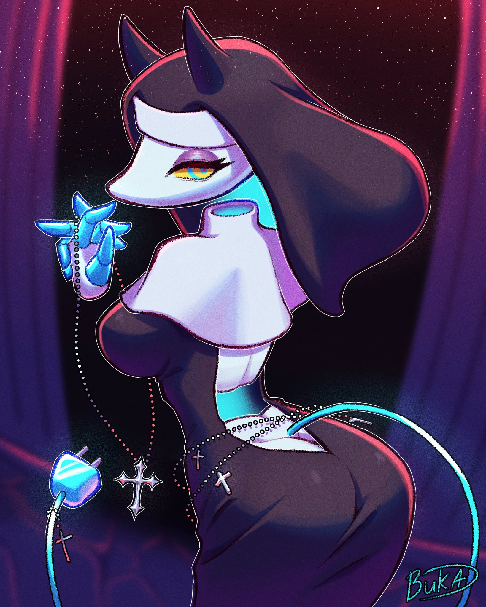 1girl, 1girls, breasts, cat ears, curvy, deltarune, deltarune chapter 5, female, furry, nun, nun outfit, tagme, tasque manager (deltarune), tasque manager (nun), thick thighs, tight clothing, voluptuous, voluptuous female