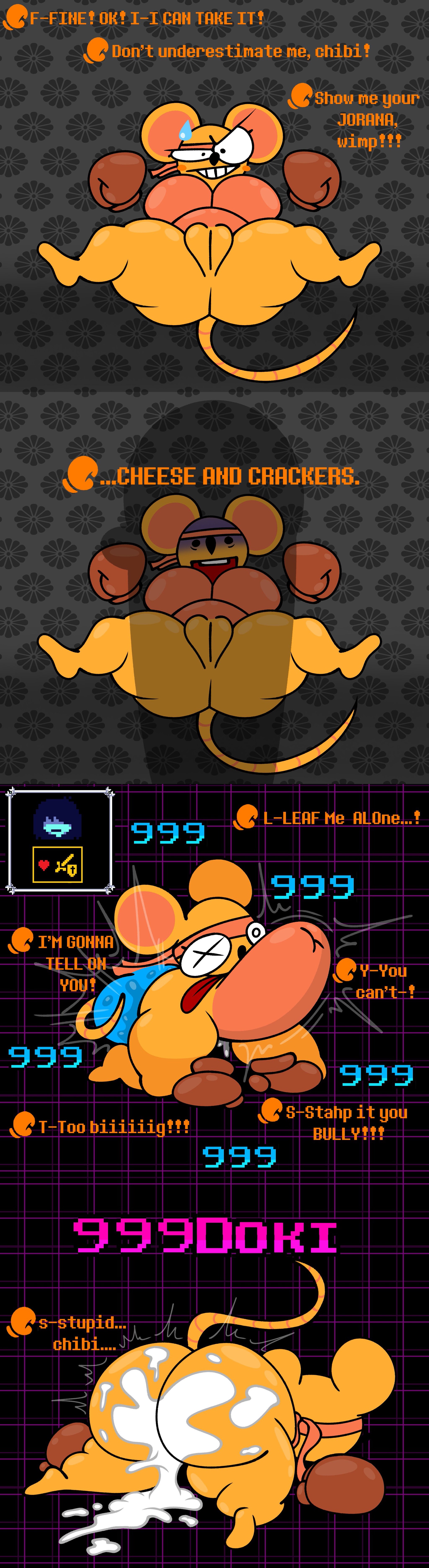 deltarune, deltarune chapter 5, kris (deltarune), larger male, orange (deltarune), rat, shortstack, size difference, skelehearts, skeletonhearts, smaller female