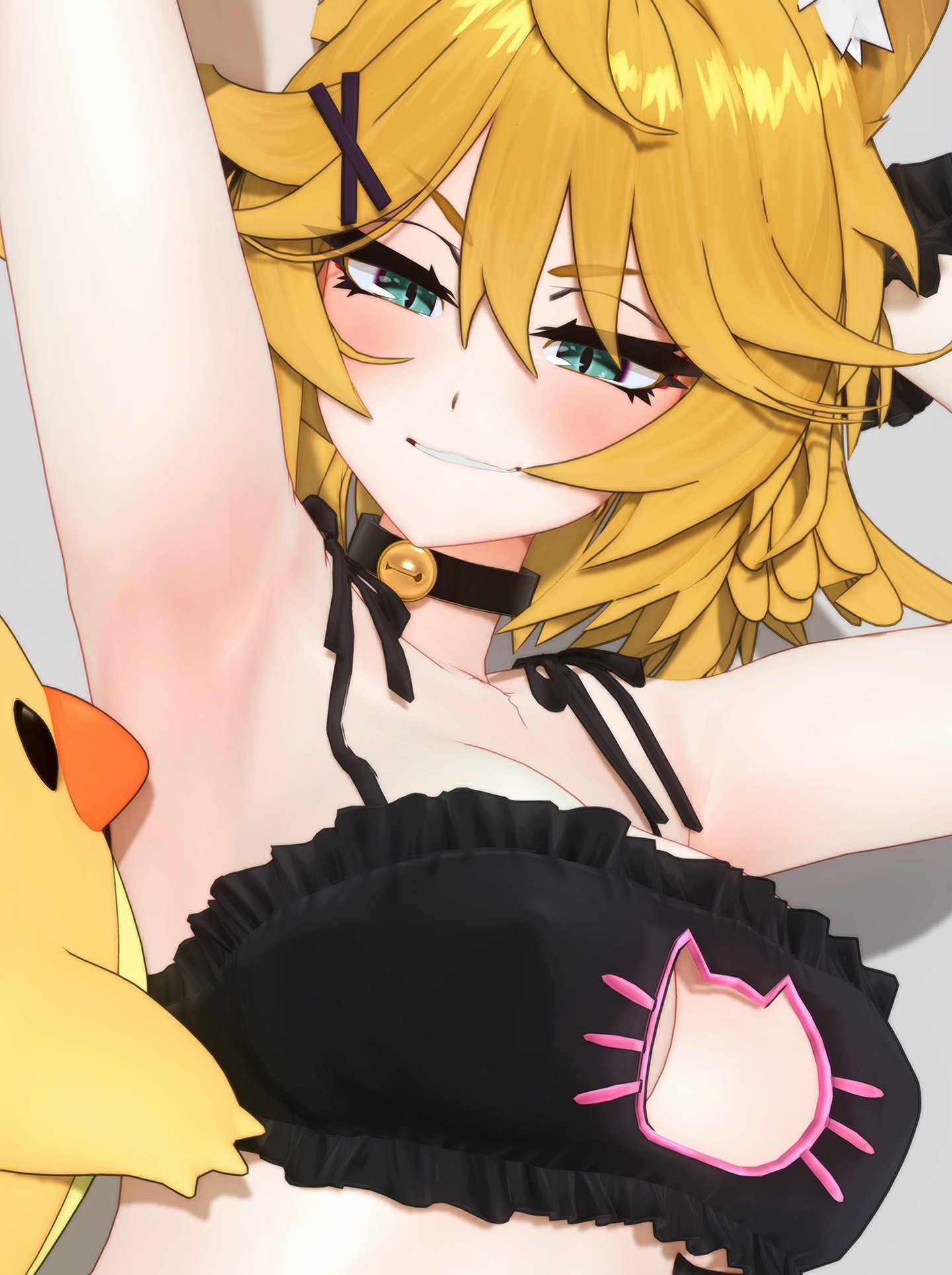 armpit fetish, armpit sniffing, blonde hair, cat ears, dokibird, dokibird (dokitty), dragoon (dokibird), indie virtual youtuber, loshi, medium breasts, virtual youtuber, vtuber