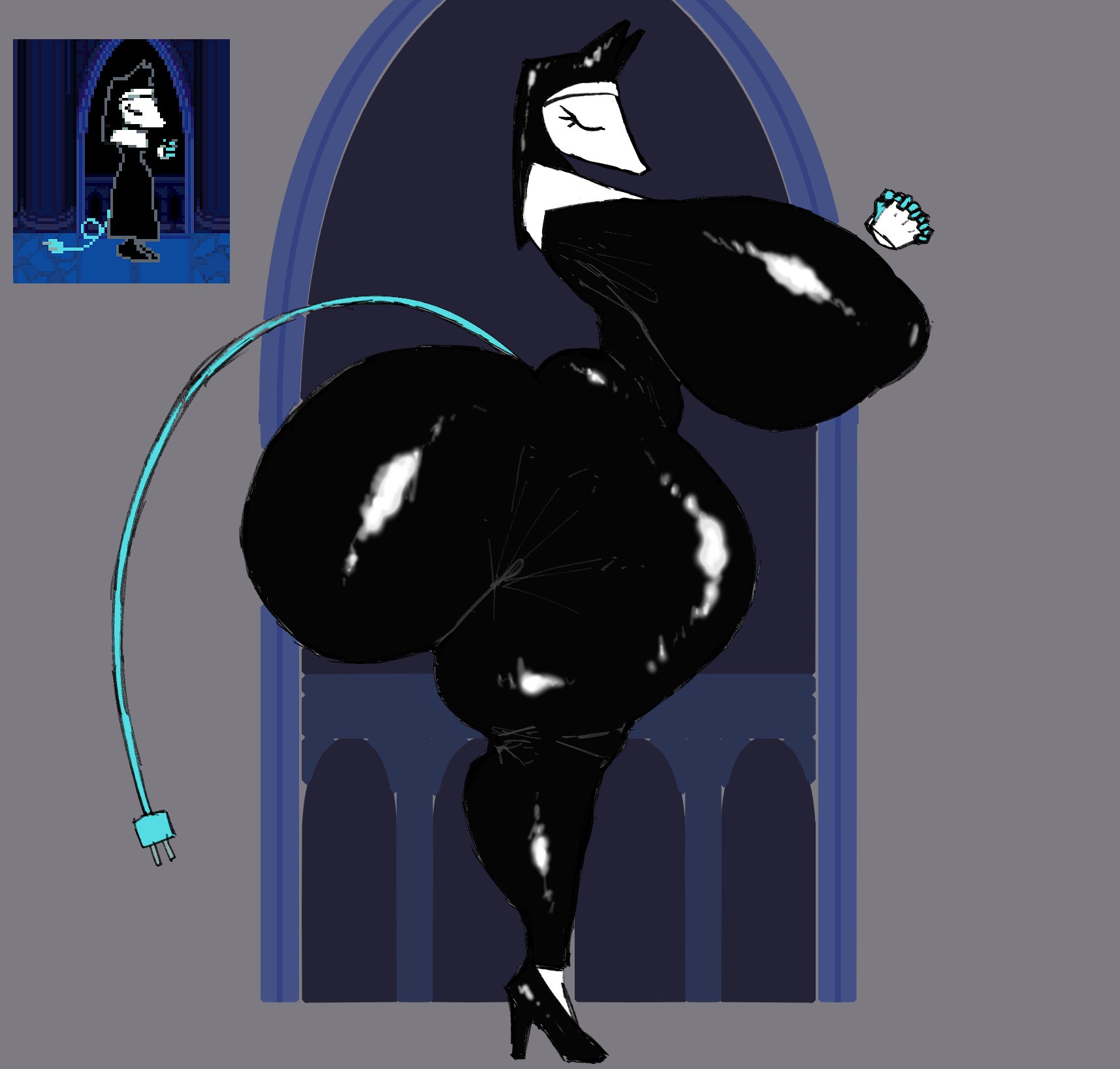 1girl, 1girls, big ass, big breasts, breasts, cat ears, curvy, deltarune, deltarune chapter 5, female, furry, huge ass, huge breasts, nun, nun outfit, one cryptid, tagme, tasque manager (deltarune), tasque manager (nun), thick thighs, tight clothing, voluptuous, voluptuous female