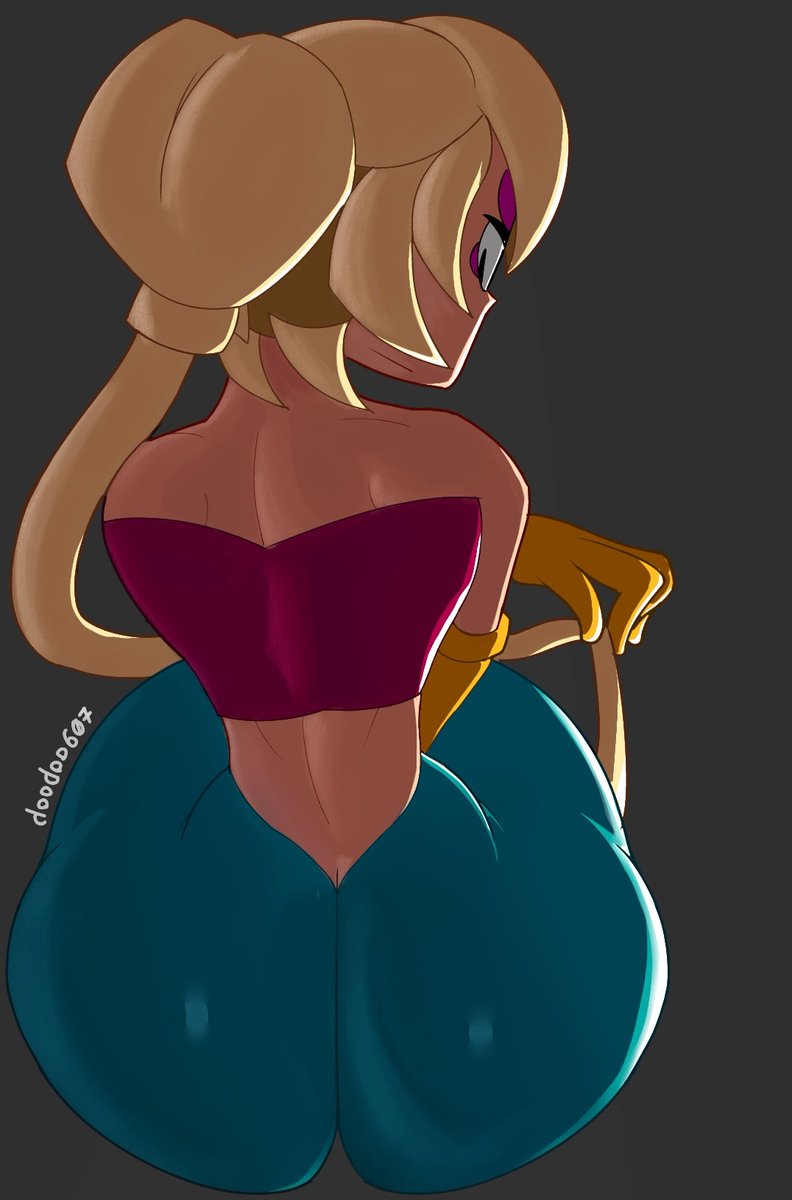 1girls, ass, ass focus, back view, blonde hair, brawl stars, charlie (brawl stars), doodoo607, female only, leggings, long hair, looking back, slim waist, solo, solo female, tagme, thick thighs, tight clothing, topwear, viewed from behind, voluptuous, wide hips