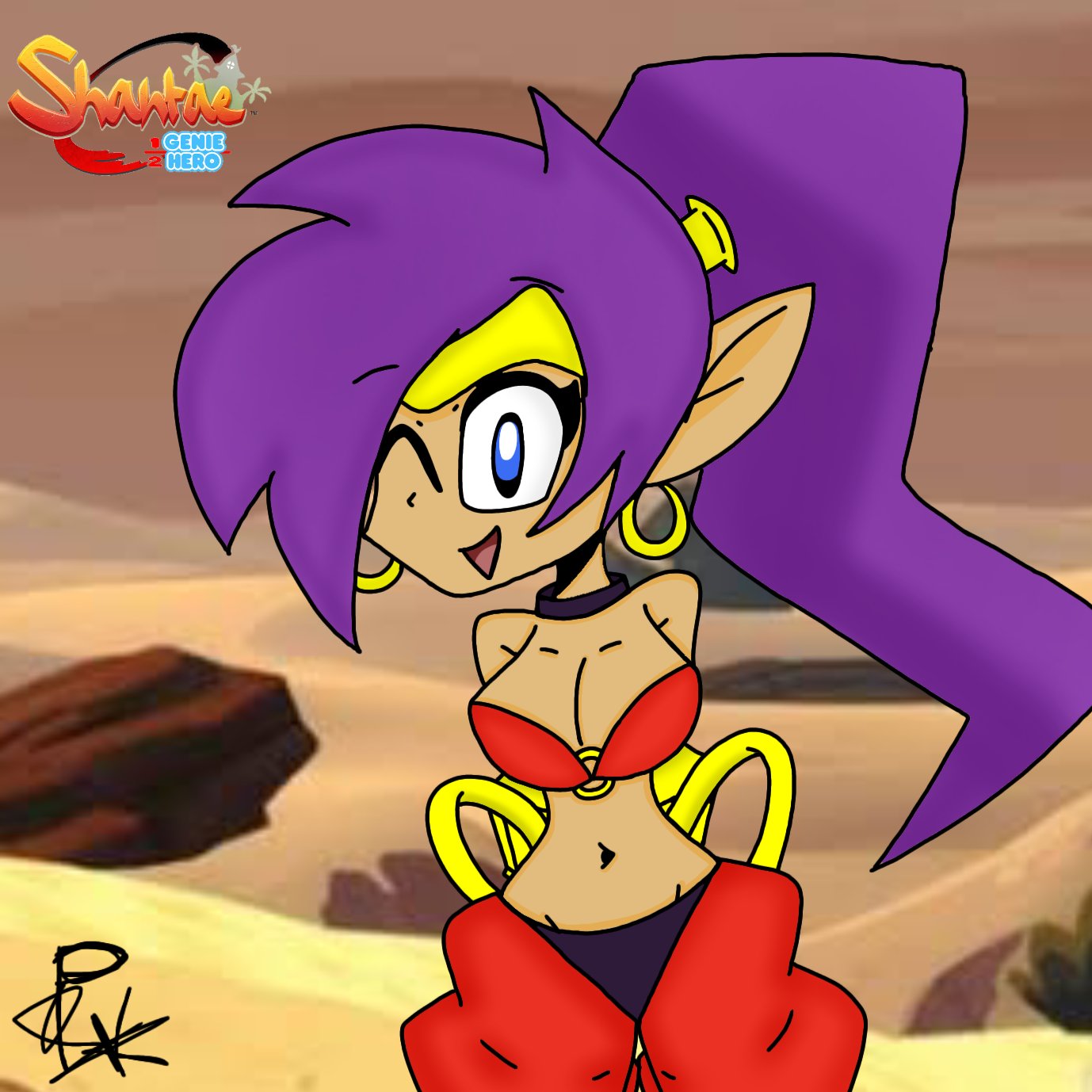 1girls big_breasts blue_eyes breasts female female_only purple_hair shantae shantae:_half-genie_hero shantae_(character) smooth_skin solo xxpxx