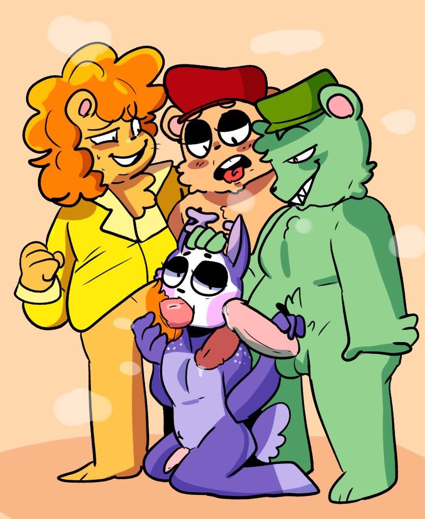 disco_bear disco_bear_(htf) fellatio flippy flippy_(htf) furry gangbang happy_tree_friends mime_(htf) oral oral_sex pop_(htf) smuttales surrounded yaoi