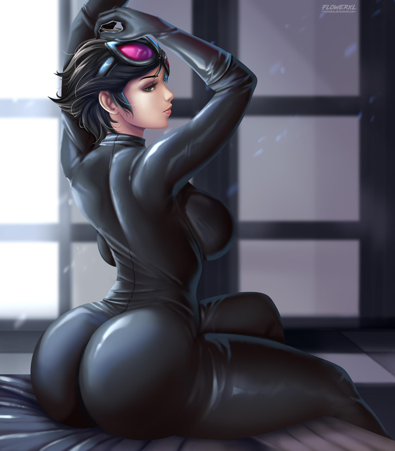 1girls, ass, batman (series), big ass, big breasts, bodysuit, breasts, catwoman, dc, dc comics, female, female only, flowerxl, large breasts, pinup, selina kyle, solo, thick thighs, thighhighs, tight clothing