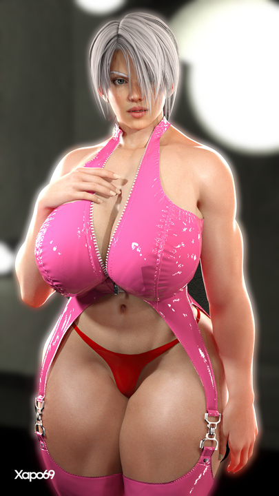 3d, big breasts, blue eyes, breasts, cleavage, female, isabella valentine, soul calibur, thick thighs, white hair, wide hips, xapo69
