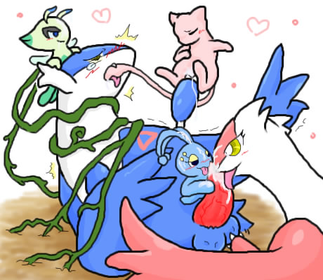 celebi latias latios male/ambiguous manaphy mew pokemon pokemon_(species) shimaneko straight_hair