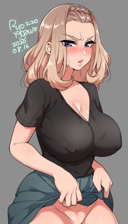 1girls, big breasts, blush, breasts, cleavage, erect nipples, female, female only, large breasts, looking at viewer, nipples, ryo agawa, solo
