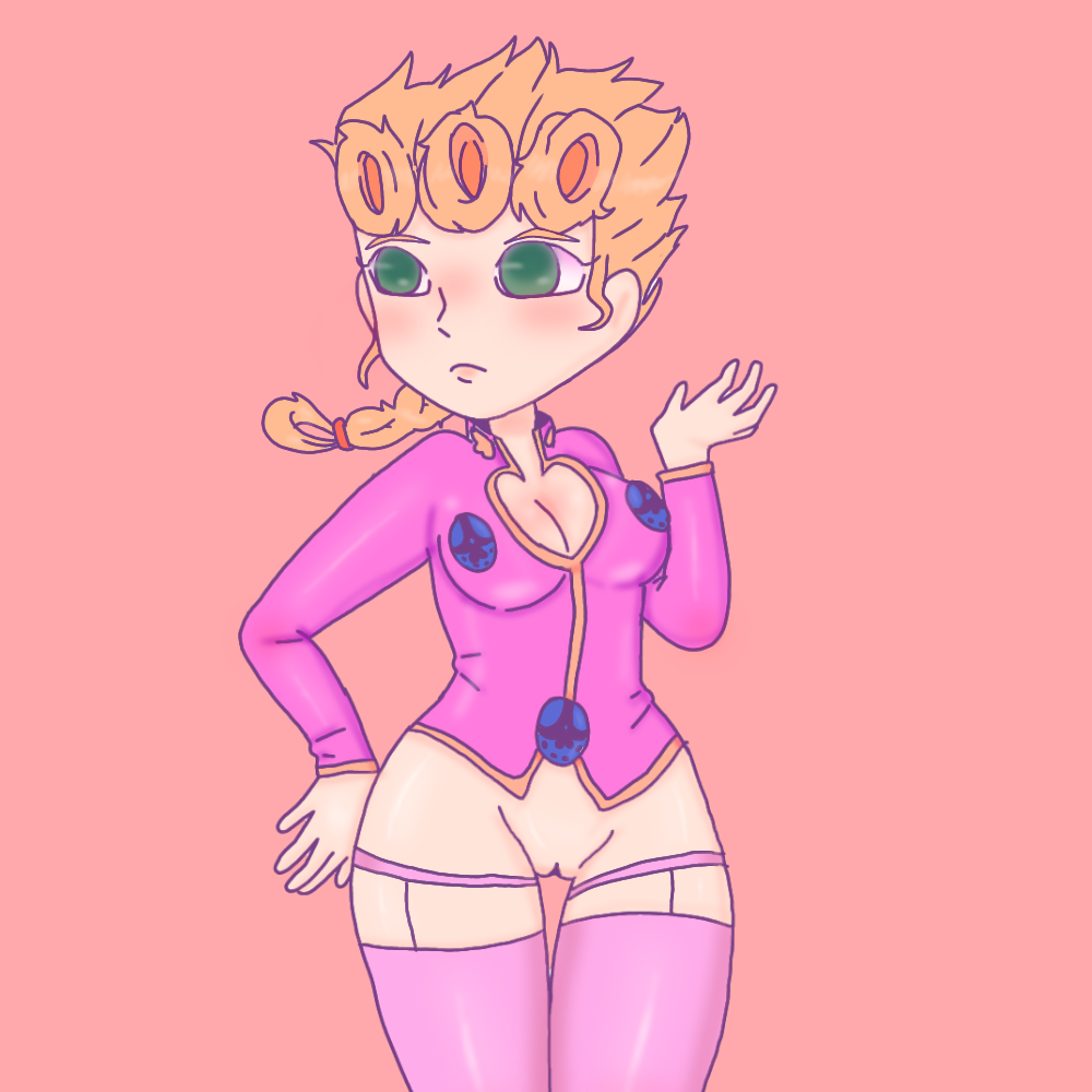 1girls big_ass blonde_hair breasts female giorno_giovanna green_eyes human jojo's_bizarre_adventure jojofan_alsoch light-skinned_female light_skin purple_socks rule_63 shounen_jump small_breasts thick_thighs vento_aureo yellow_hair