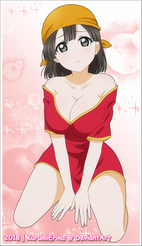 1girls, aged up, big breasts, breasts, cleavage, dragon ball, dragon ball gt, female, frown, looking at viewer, older, pan (dragon ball)
