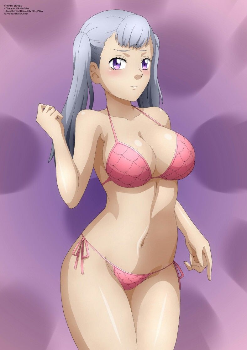1girls, bikini, black clover, female, female only, noelle silva, royalty, solo, swimsuit, white hair, white-haired female, zel-sama