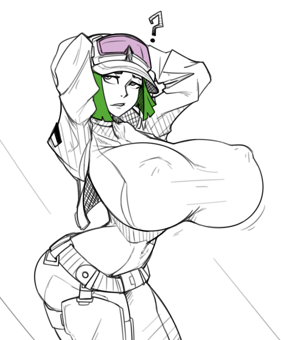 1girls breasts breasts_bigger_than_head cleavage ela_(rainbow_six) erect_nipples female female_only gigantic_breasts green_hair huge_breasts human human_only hyper_breasts lewdreaper nipples rainbow_six rainbow_six_siege solo solo_female thin_waist tom_clancy top_heavy