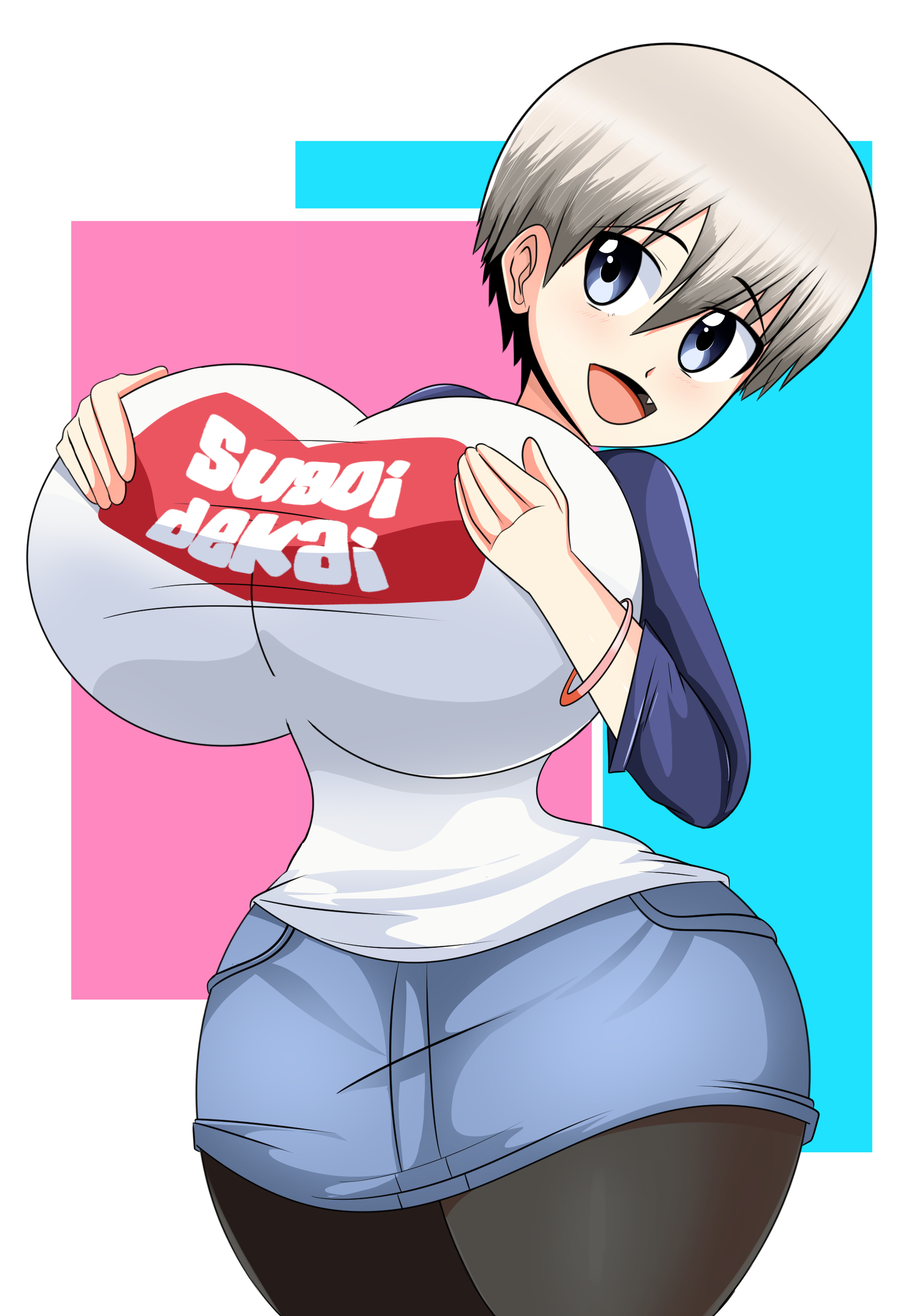 big breasts, breasts, clothed female, female, female focus, female only, short hair, solo, solo female, solo focus, sonson-sensei, uzaki hana, uzaki-chan wa asobitai!