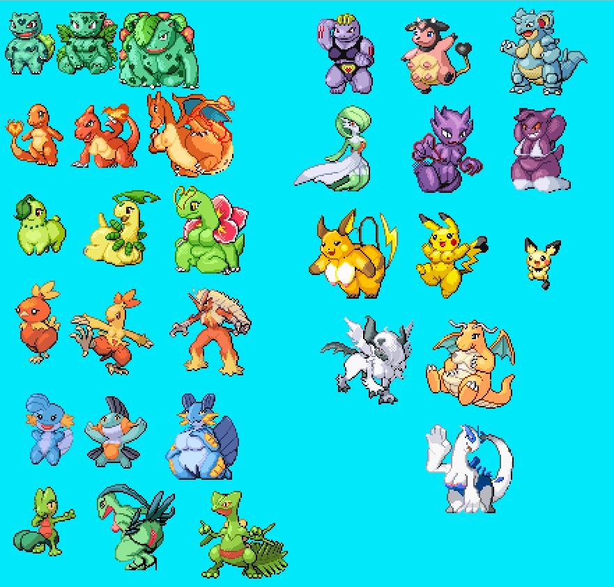 16-bit anthro anus blaziken blue_background bottomless bra breasts bulbasaur busty_feral charizard charmander charmeleon chikorita clothed clothing combusken crossman digital_media_(artwork) dragonite female feral gardevoir gengar haunter humanoid ivysaur lugia machoke marshtomp miltank mudkip multiple_girls nidoqueen nintendo nipples nude pixel_art pokémon_(species) pokemon pokemon_(species) pokemon_gsc pokemon_rgby pokemon_rse pokemon_xy presenting presenting_anus sprite_sheet swampert teats torchic underwear