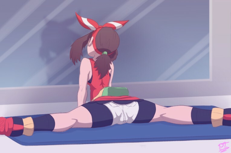 1girls, anus, ass, cameltoe, clothing, fat mons, female, jonathanpt, long legs, may (pokemon oras), may (pokemon), nintendo, open legs, pokemon, pokemon oras, pussy, short shorts, shorts, splits, spread legs, spreading, stretching