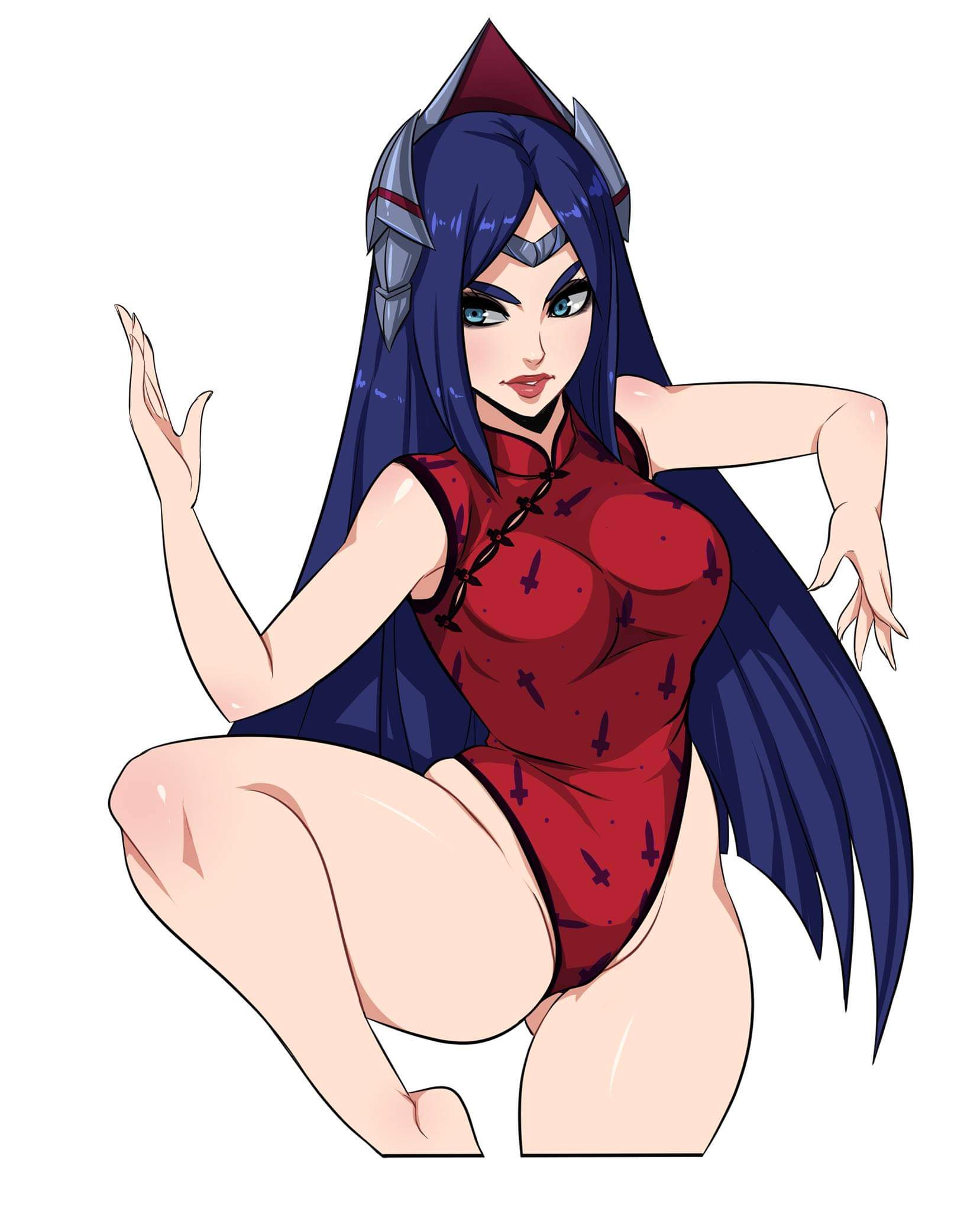 ass, big breasts, blue eyes, blue hair, breasts, chinese clothes, dancer, female, hourglass figure, irelia xan, kyoffie, large ass, large breasts, league of legends, thick thighs