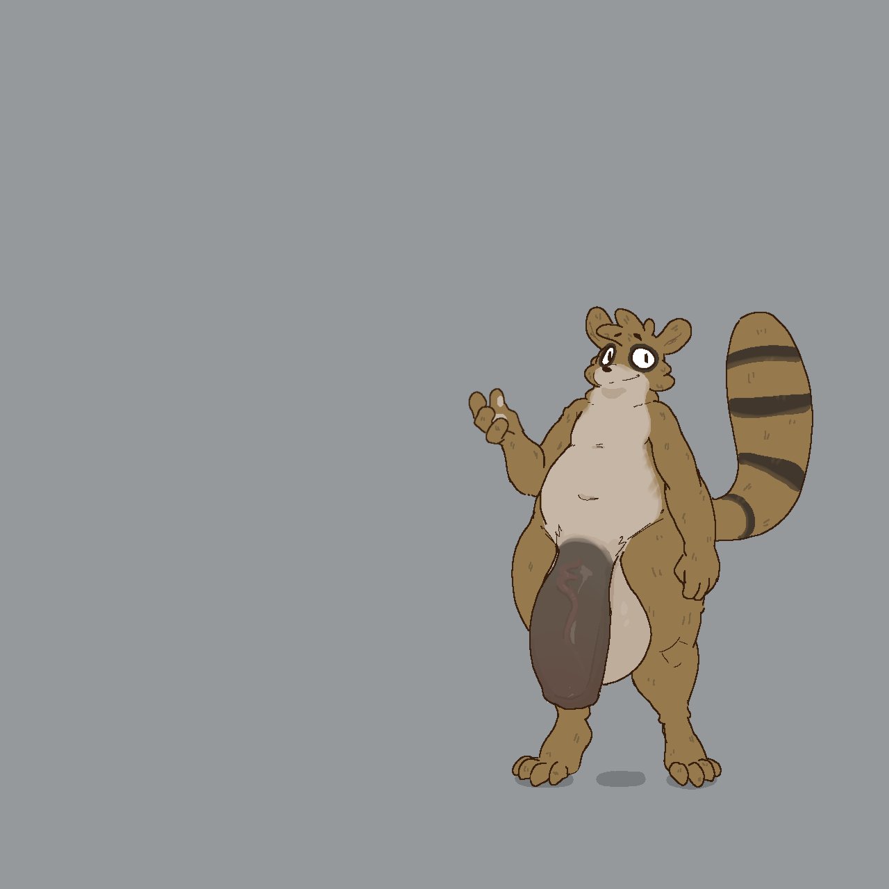 1:1 2024 4_fingers 4_toes aliasing anthro balls beige_fur big_balls big_penis biped black_eyes blunt_penis brown_balls brown_body brown_fur brown_penis brown_pubes cartoon_network countershade_torso countershading digitigrade digitigrade_anthro digitigrade_legs fat_cock feet fingers flaccid floating_eyebrows front_view full_body fur genitals grey_background hand_on_hip hanging_penis hi_res huge_balls huge_cock humanoid_genitalia humanoid_penis itisd9 jaggy_lines long_balls male mammal massive_balls navel nude paws penis procyonid pubes raccoon raccoon_tail regular_show rigby_(regular_show) shadow simple_background simple_shadow slightly_chubby slightly_chubby_anthro slightly_chubby_male smile solid_color_background solo standing tail thick_penis thick_tail thick_thighs toes vein wide_hips