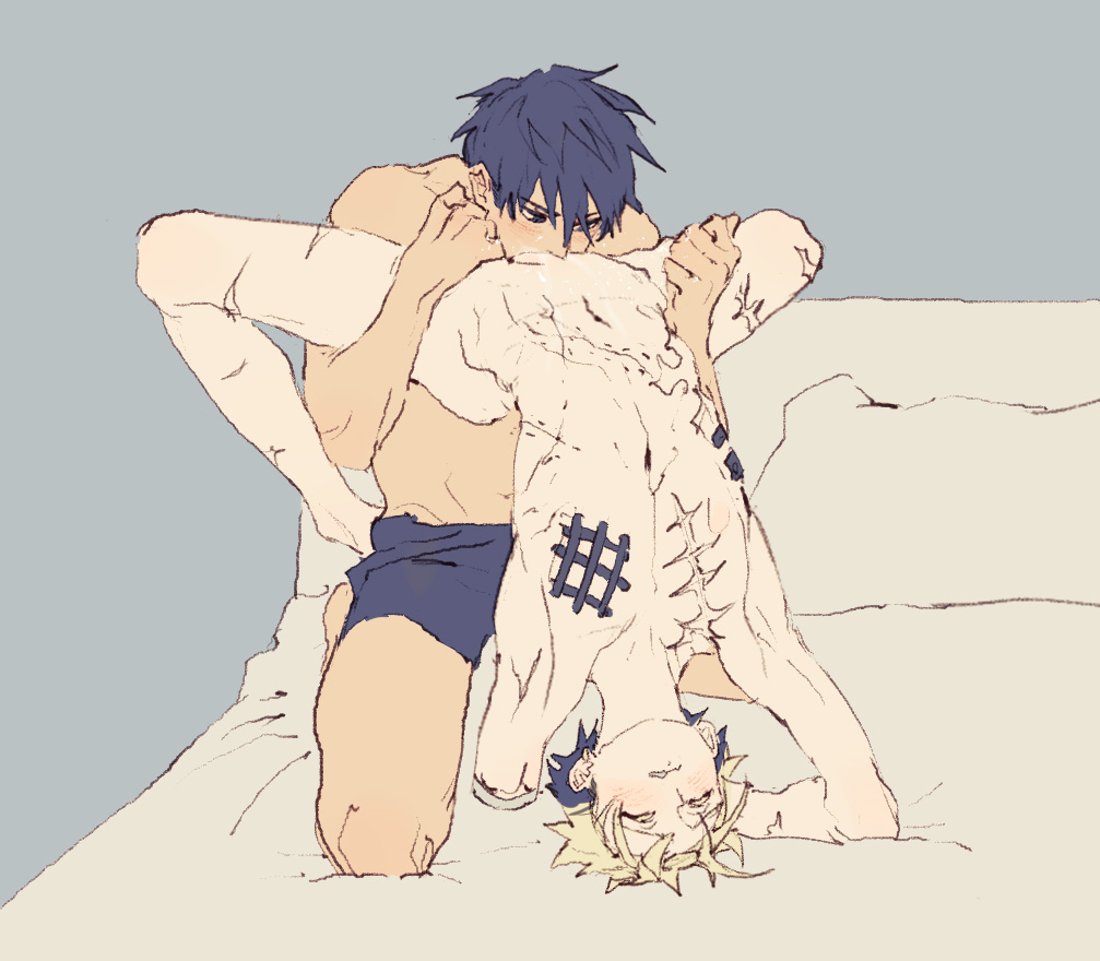 bent_over cuntboy eating_pussy licking_pussy nicholas_d_wolfwood on_bed restrained trigun trigun_stampede vash_the_stampede yaoi