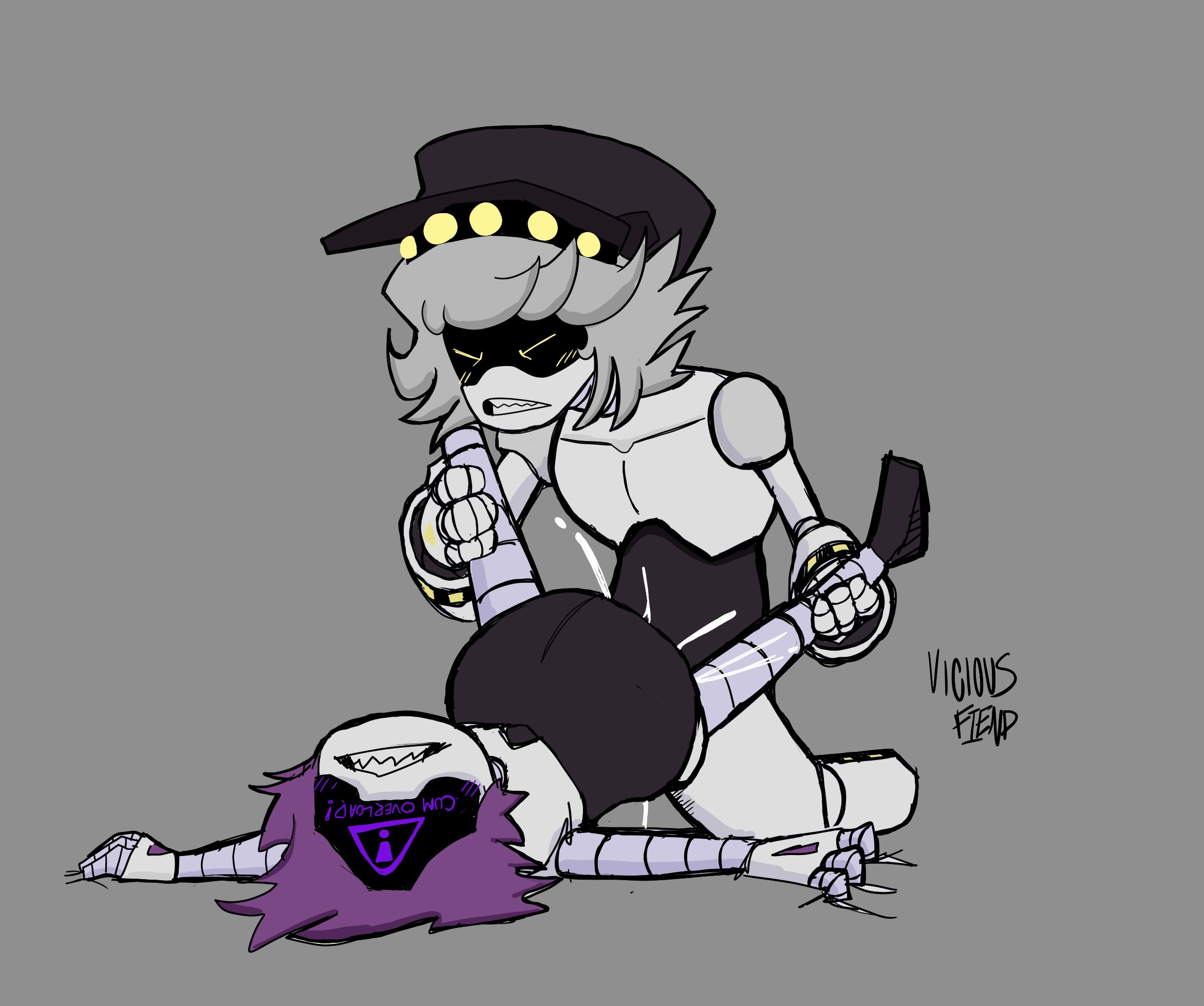 1boy, 1girls, 2d, cum, cum inflated belly, cum inflation, cum inside, cumflated belly, cumflation, female, grey hair, holding legs, humanoid, inflation, male, murder drones, n (murder drones), penetration, purple hair, robot, robot boy, robot girl, robot humanoid, screen face, sex, straight, tagme, uzi (murder drones), vicious fiend