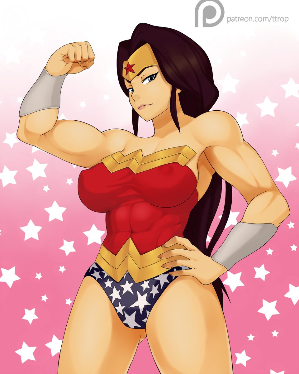 1girls, abs, big breasts, breasts, cleavage, dc, dc comics, diana prince, erect nipples, female, female only, fully clothed, large breasts, muscles, muscular, muscular female, nipples, solo, ttrop, wonder woman, wonder woman (series)