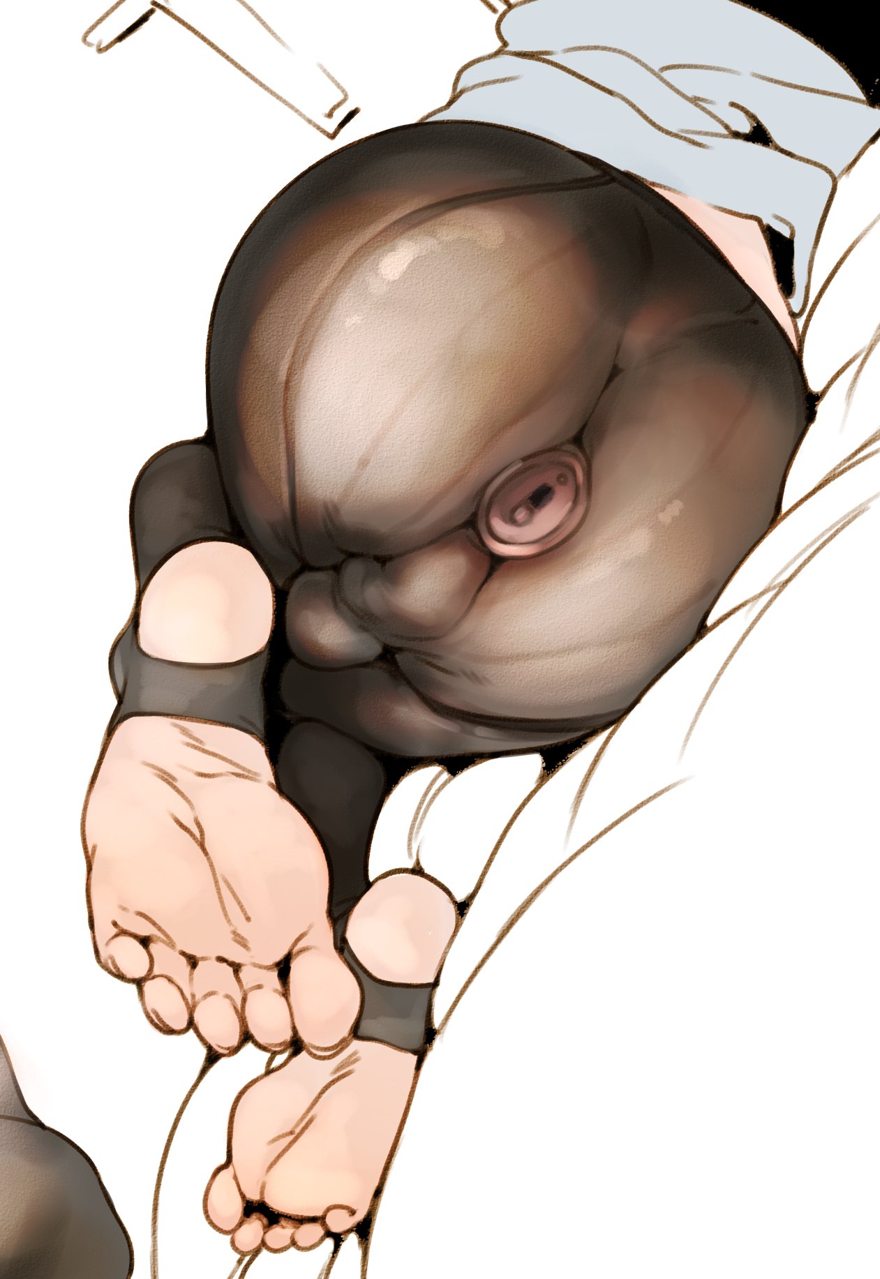 1boy anal_insertion ass bed doppel feet male male_feet male_foot_fetish male_only male_soles solo