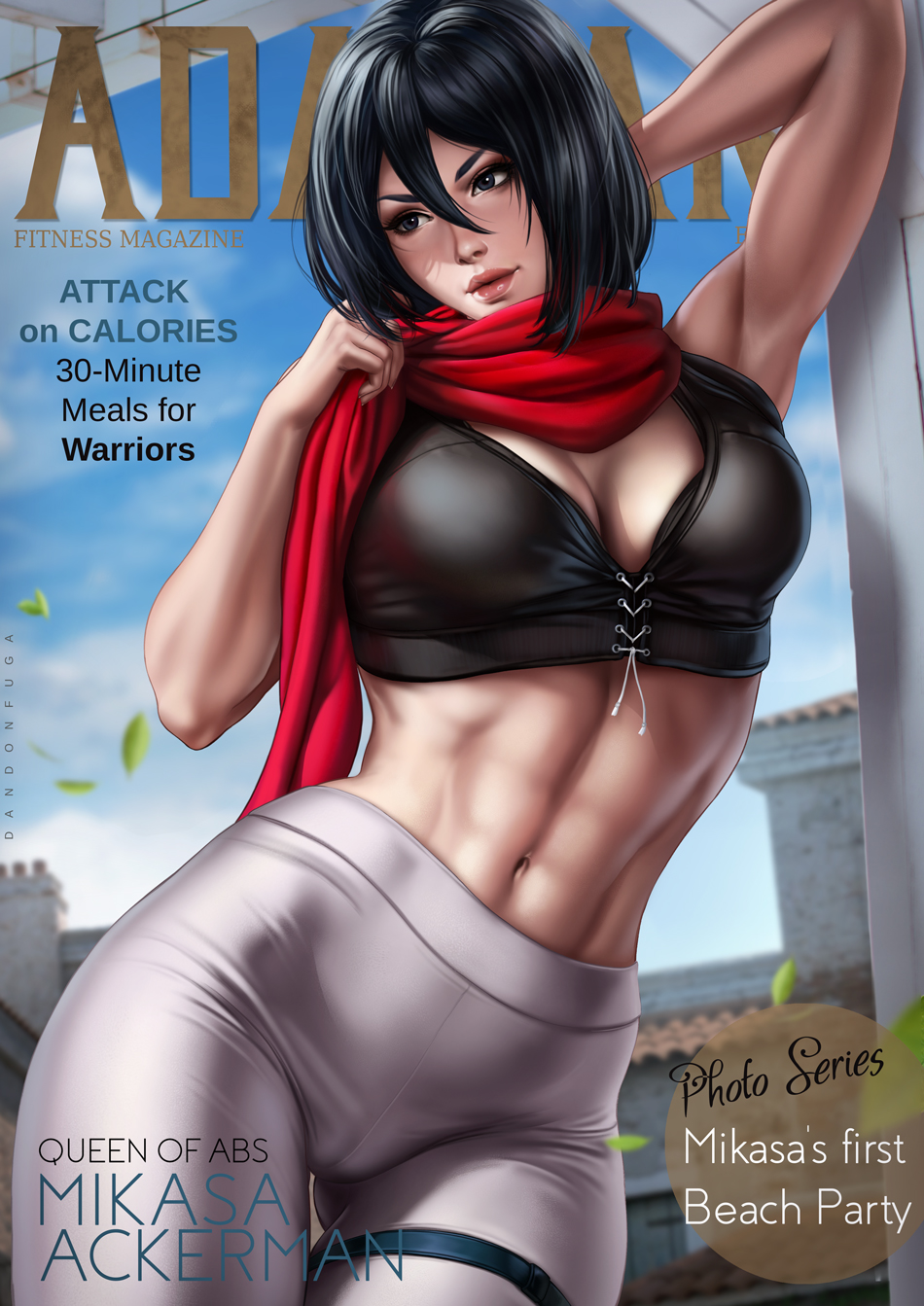 1girls, abs, attack on titan, breasts, cameltoe, cleavage, dandon fuga, female, female only, mikasa ackerman, pinup, pussy, shingeki no kyojin, solo
