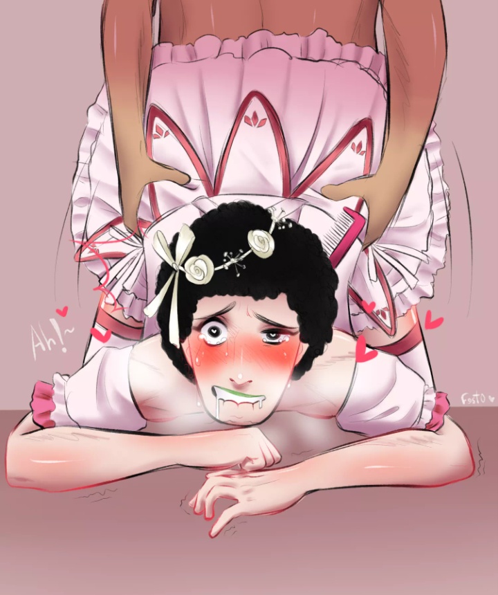 afro ahe_gao ambiguous_penetration biting_lip dress femboy fistroman girly heart-shaped_pupils leggings looking_at_viewer male_only pink_dress sissy skirt spanish tiara yaoi youtube