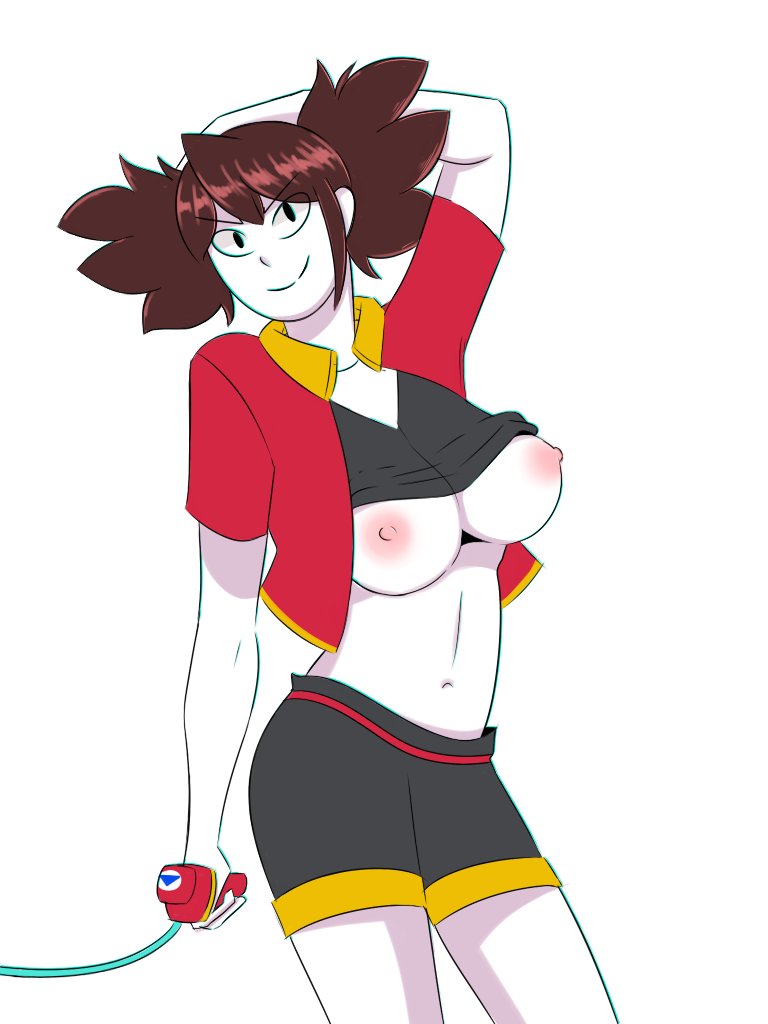 breasts breasts_exposed breasts_out_of_clothes brown_hair cosplay hikikomori jaiden jaiden_animations jaidenanimations pokemon pokemon_ranger youtube youtuber