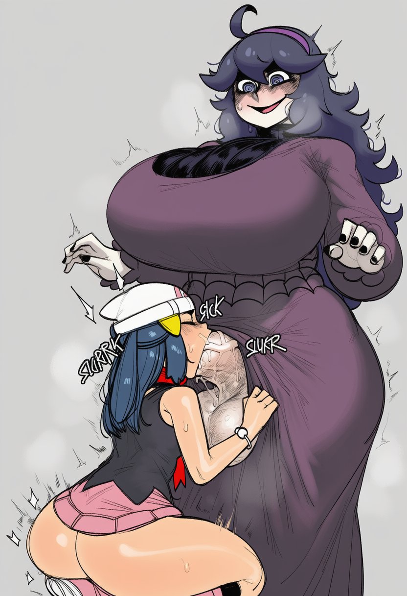 @ @, 1futa, ai art, ai generated, ass hanging out, ass hanging out of skirt, big breasts, big penis, blowjob, blue hair, breasts, clothed, clothed female, clothed futa, clothed sex, curvaceous, curvaceous female, curvaceous figure, curvy, curvy body, curvy female, curvy figure, curvy hips, dawn (pokemon), deep throat, deepthroat, dominant futa, female, futa on female, futanari, hex maniac, huge breasts, huge cock, intersex, long hair, penis, pokemon, purple hair, senko chan1, steam, steamy breath, submissive female, sucking, sucking penis, thick, thick ass, thick hips, thick legs, thick penis, thick thighs, thighhighs, thighs