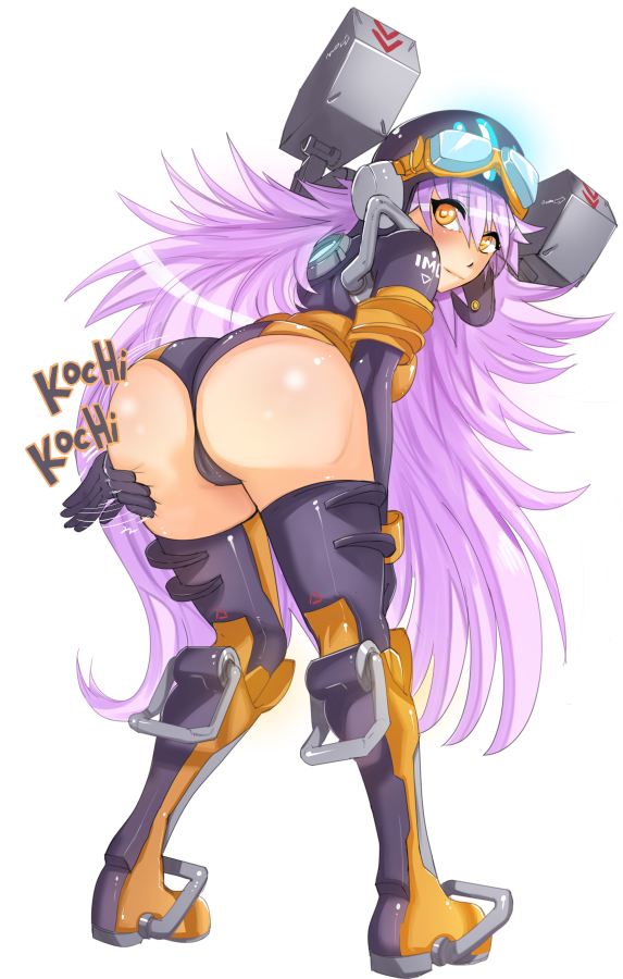 1girls back_view bent_over blush boots clothed clothing female female_only fully_clothed hand_on_ass hmage human humanized long_hair looking_back northstar_(titanfall) onomatopoeia personification pink_hair solo titan titanfall titanfall_2 transparent_background very_long_hair