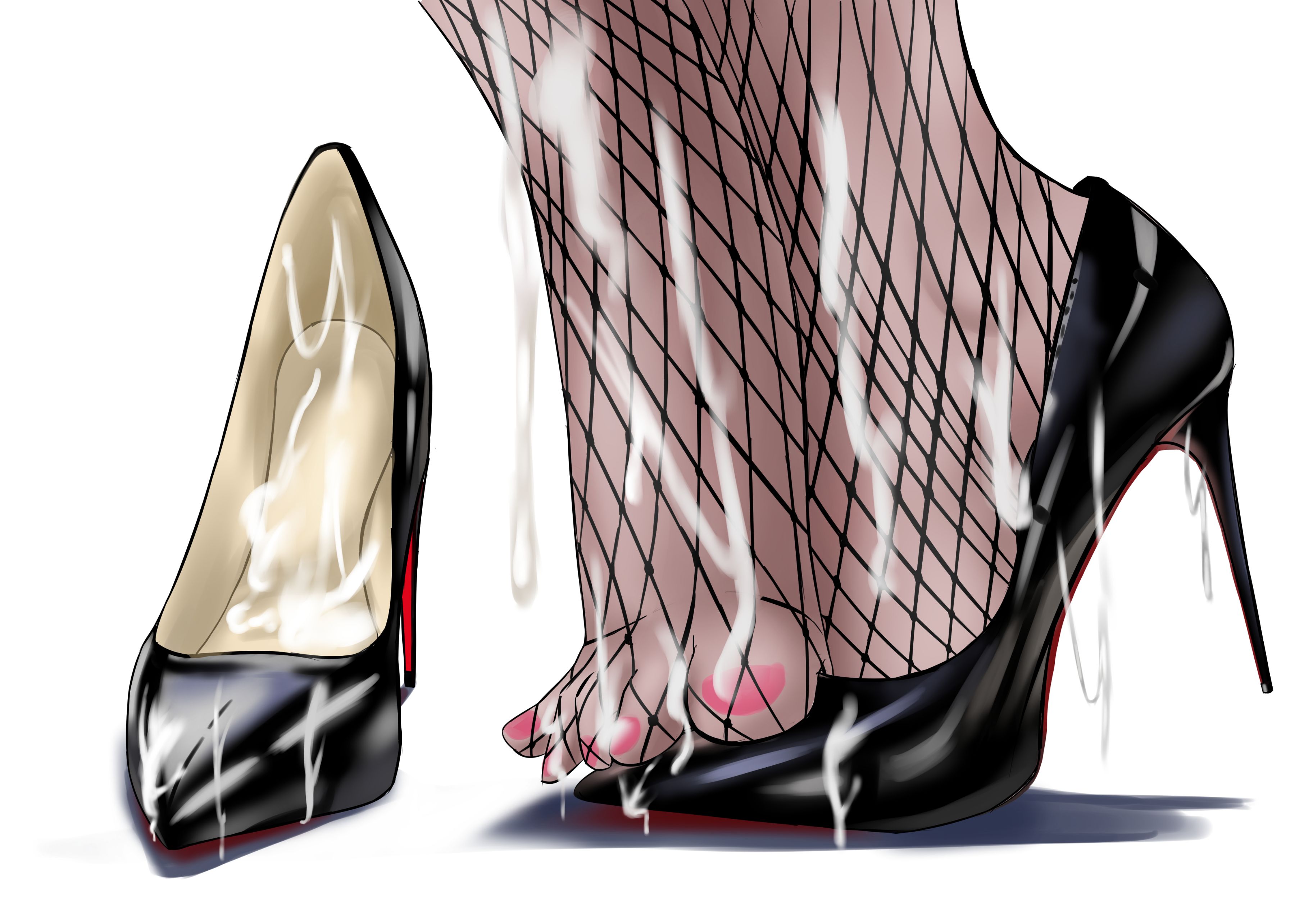 arme (artist), cum, cum in heels, cum in shoe, cum on feet, cum on heels, cum on shoes, cum on soles, drenched in cum, feet, feet only, fishnet legwear, fishnet stockings, fishnets, foot fetish, foot focus, heels, heels fetish, high heels, high heels focus, human, louboutin (shoes), oc, original, original art, original artwork, red bottom heels, shoe fetish, shoes, shoes only, stockings, tagme, toes, unseen character
