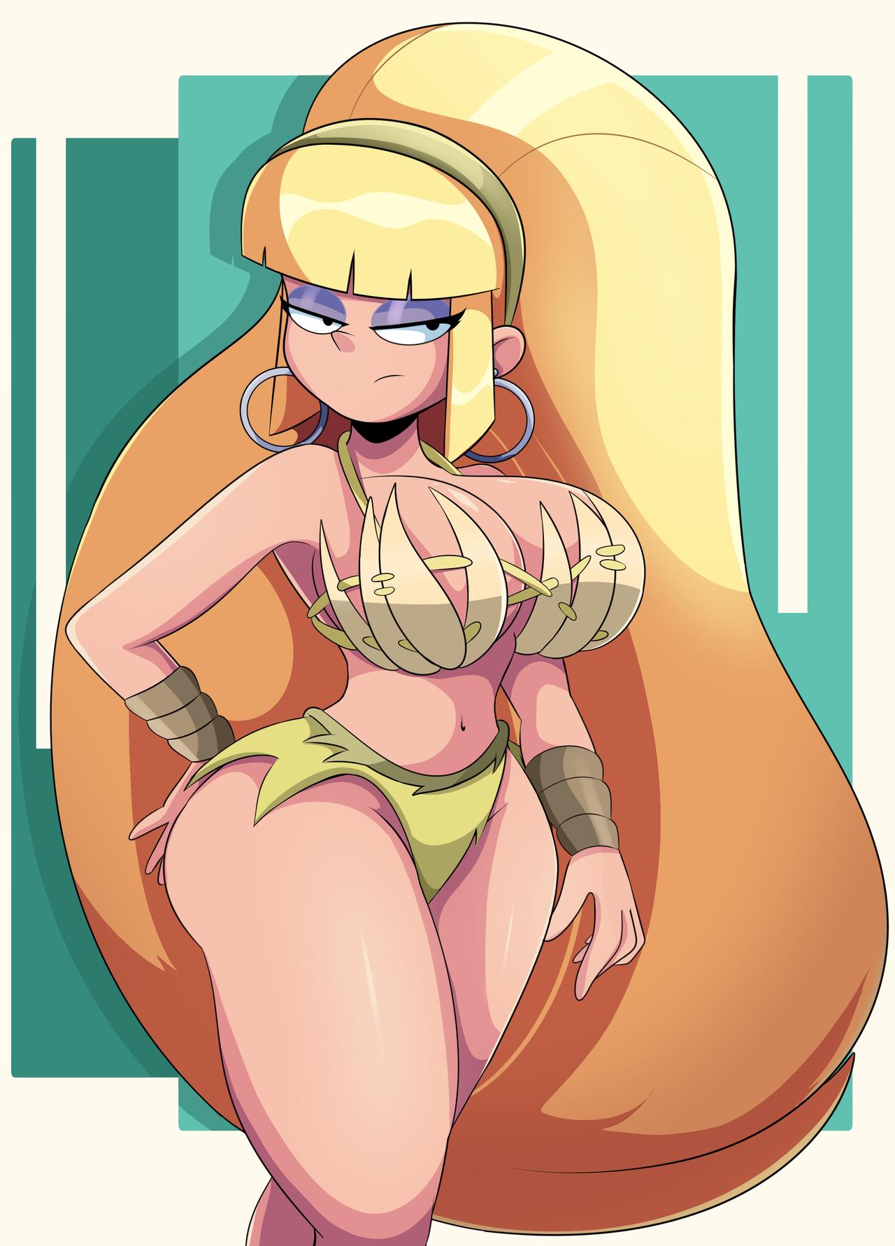 1girls, amazon, big hair, bikini, blonde hair, breasts, disney, disney channel, disney xd, earrings, eyeshadow, female, female only, gravity falls, hairband, huge breasts, loincloth, long hair, pacifica northwest, solo, sonson-sensei, thick thighs, very long hair, voluptuous, wristband