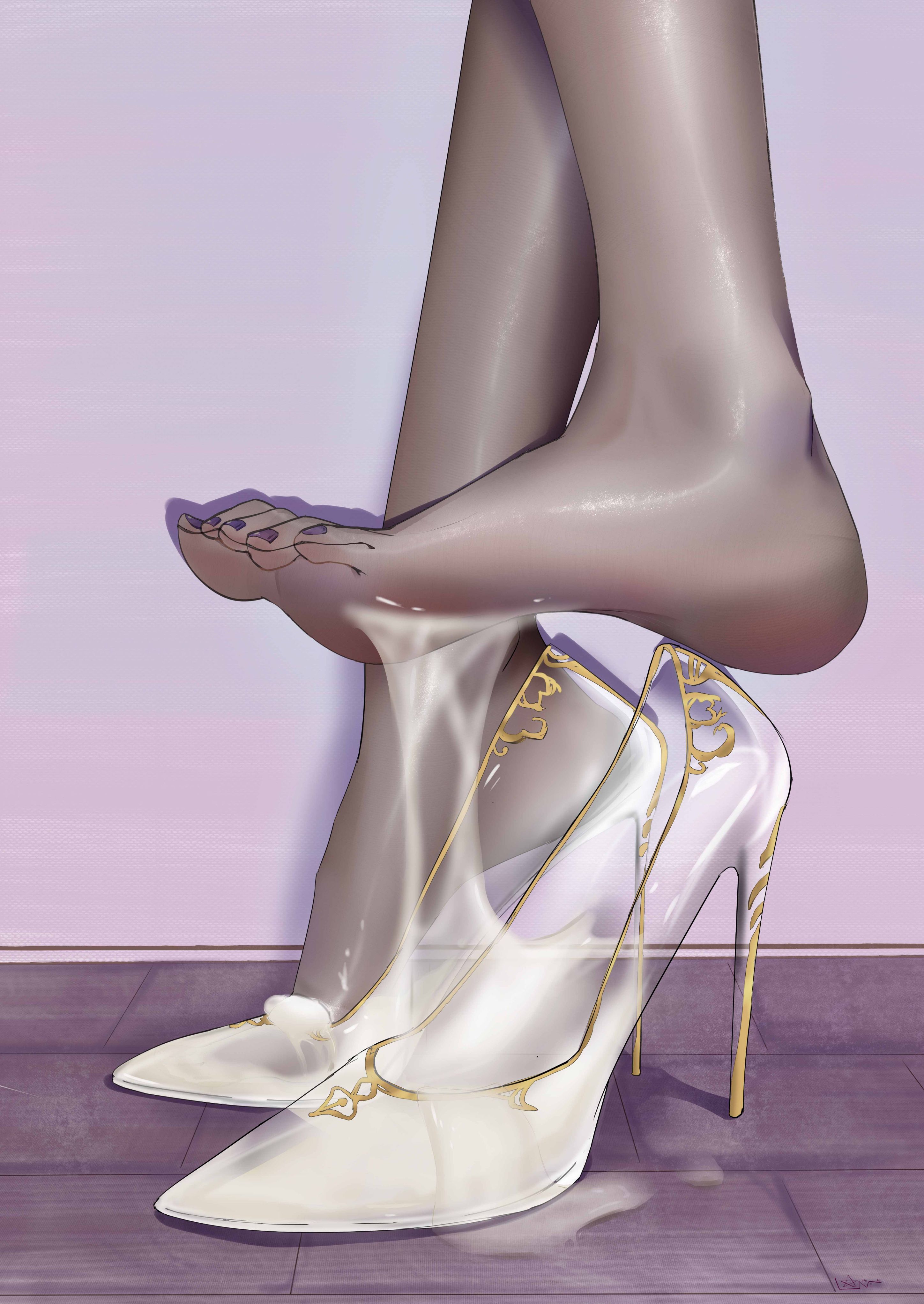 1girls, azur lane, cum, cum in heels, cum in shoe, cum on feet, cum on heels, cum on shoes, drenched in cum, exianble, feet, feet only, female, female only, foot fetish, foot focus, heels, heels fetish, high heels, high heels focus, human, light skin, light-skinned female, nylons, pantyhose, sakura empire (azur lane), semen, shoe fetish, shoes, shoes only, solo, sperm, stockings, tagme, transparent, transparent footwear, transparent high heels, unseen character, watarase (azur lane)