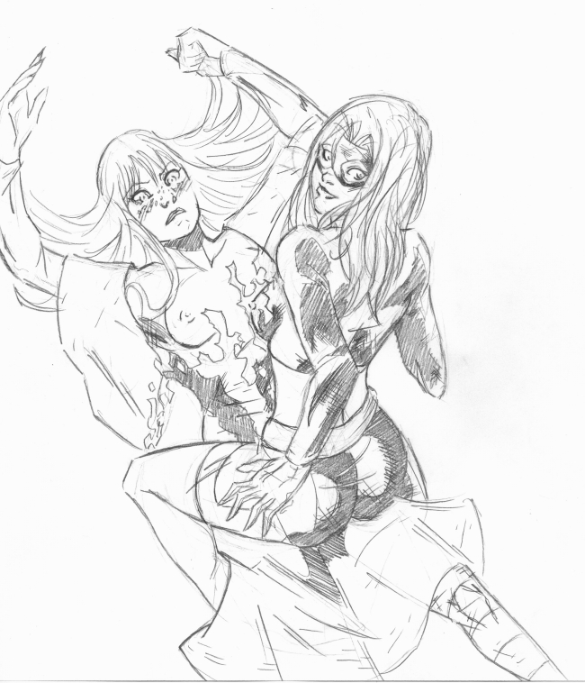 2girls courtney_whitmore cyclone_(dc) dc dc_comics female female_only justice_society_of_america maxine_hunkel monochrome sir stargirl superheroine uncensored yuri