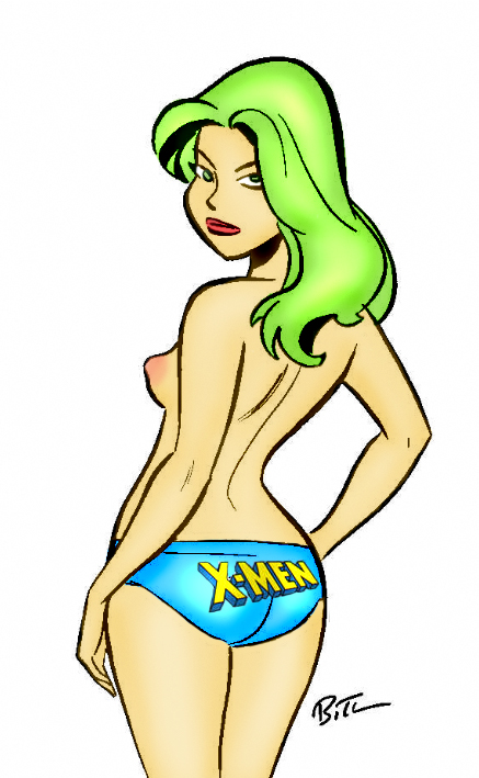 1girls breasts bruce_timm female female_only green_eyes green_hair long_hair lorna_dane marvel marvel_comics mutant_(marvel) nipples polaris_(x-men) solo straight_hair topless x-men