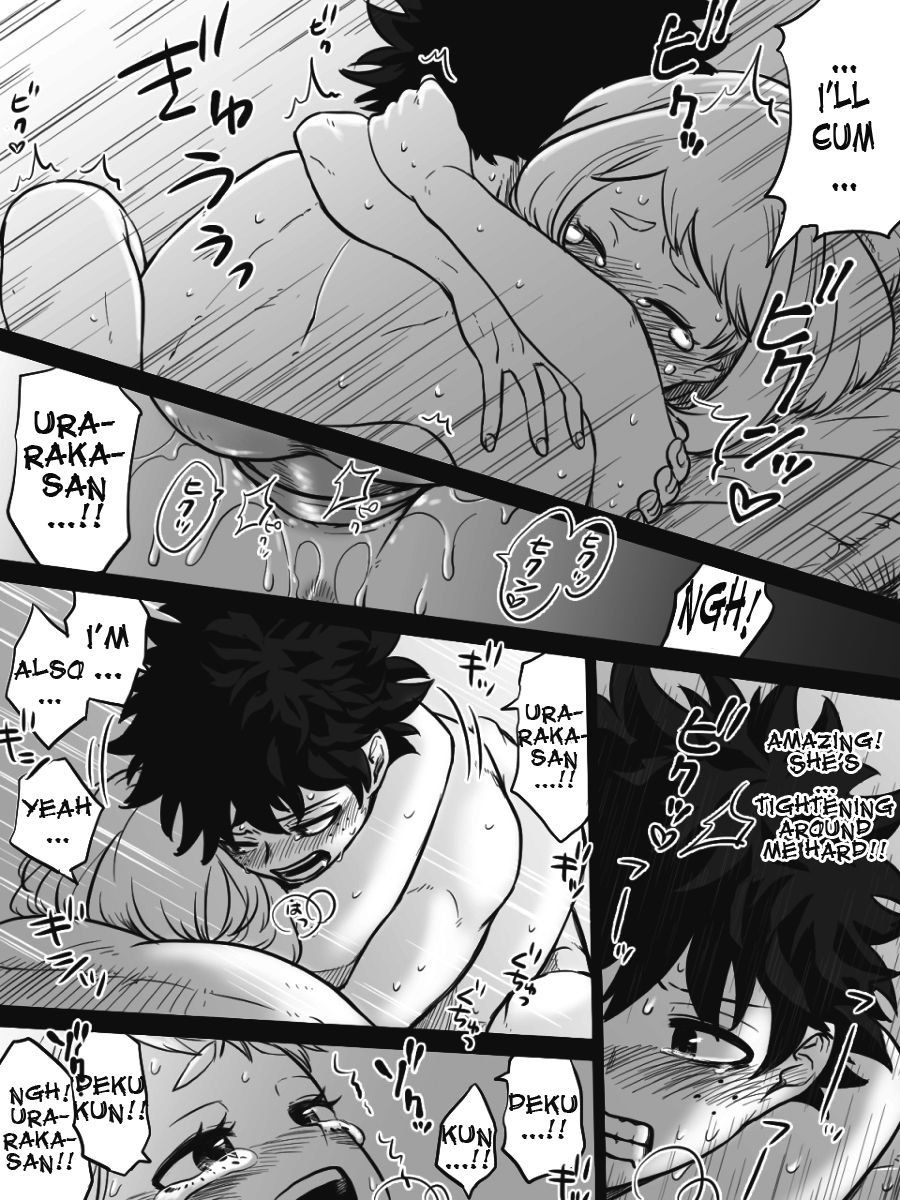 1boy, 1girls, black and white, buthikireta, comic, cute, female, izuku midoriya, male, my hero academia, ochako uraraka, sex, tagme, wholesome