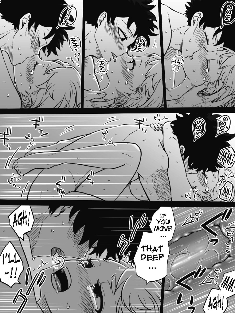 1boy, 1girls, aroused, black and white, blush, buthikireta, closed eyes, comic, completely nude, cute, doujinshi, english text, female, happy sex, hug, izuku midoriya, kissing, kissing while penetrated, looking pleasured, male, missionary position, moaning, muscular, muscular male, my hero academia, nude, nude female, nude male, ochako uraraka, on back, passionate, pussy, right to left, romantic couple, sex, tagme, tears, thrusting, vaginal penetration, wholesome