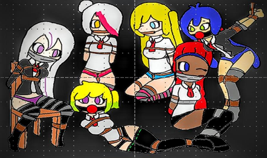 bondage chica_(fnafhs) female_only fnafhs fnafhs_bondage fnafhs_z3ro gag gagged joy_(fnafhs) mai_(fnafhs) meg_(fnafhs) rape rope rope_bondage toddy_(fnafhs) usagi_(fnafhs)