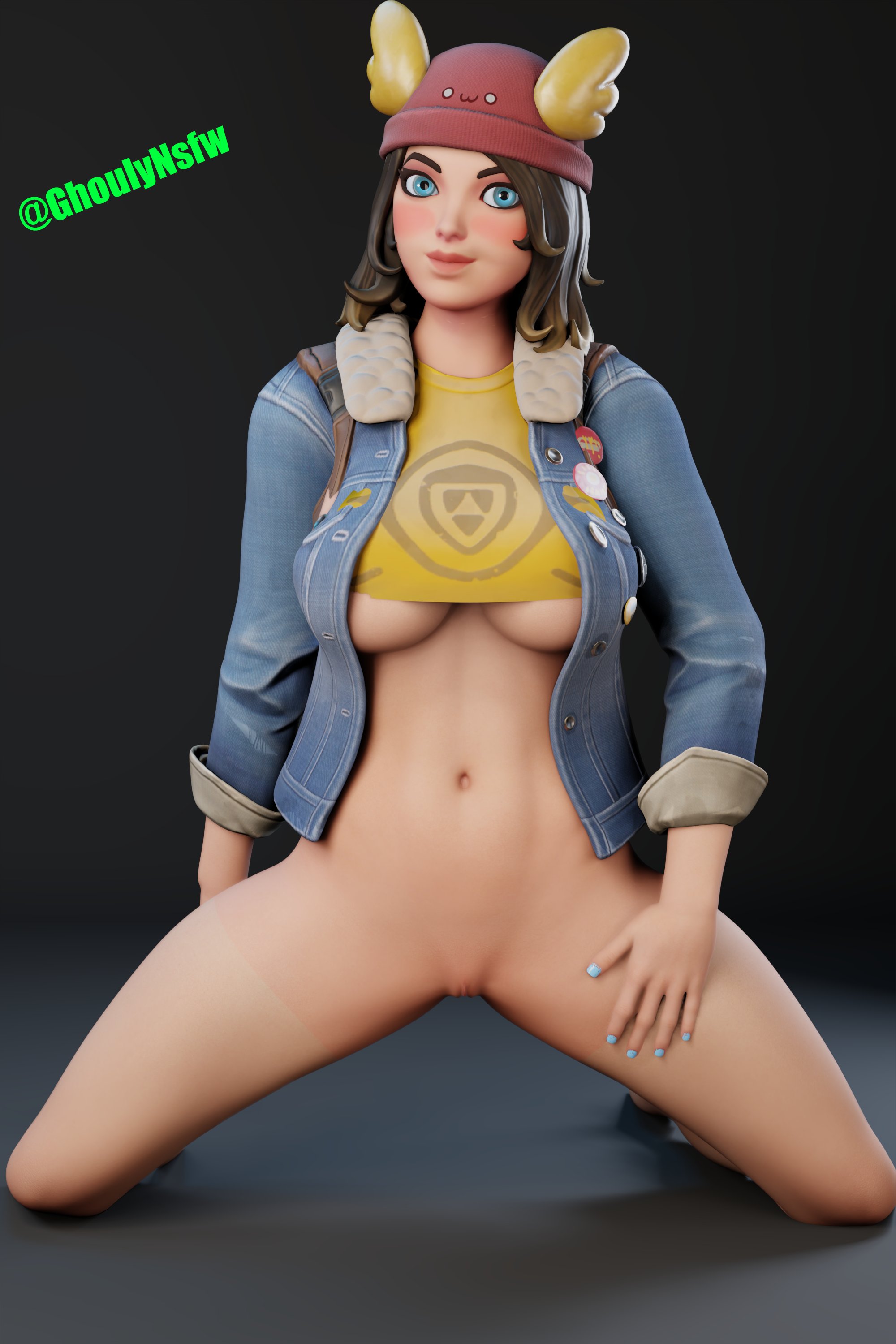 1girls, 3d, aged up, big breasts, breasts, female, fortnite, looking at viewer, partially clothed, pose, queenghoulynsfw, skye (fortnite), tagme