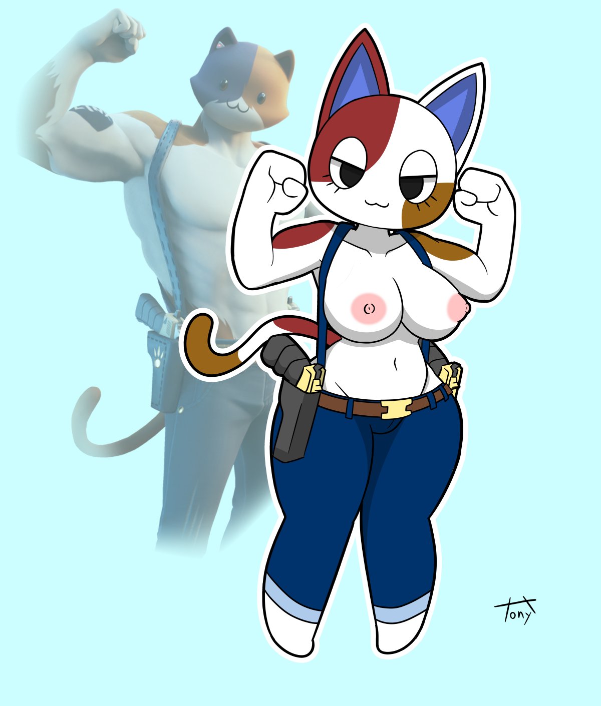 1girls animal_crossing big_breasts felid feline felis female fortnite fur furry hi_res looking_at_viewer meowscles_(fortnite) meowscles_cosplay nintendo partially_clothed purrl_(animal_crossing) tagme tail tonytoran