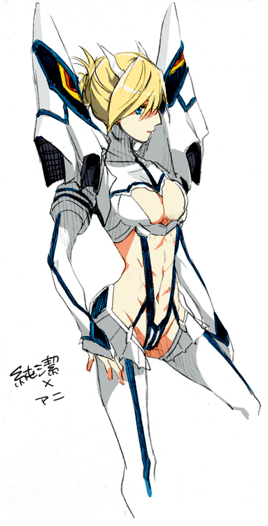 abs annie_leonhardt attack_on_titan blonde_hair breasts crossover junketsu junketsu_(cosplay) kill_la_kill kiryuuin_satsuki_(cosplay) tagme