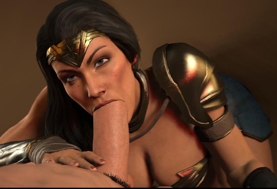 1boy, 1girls, 3d, 3d (artwork), big penis, black hair, clothed, clothed female nude male, dc, dc comics, diana prince, draining, fellatio, female, female focus, huge cock, injustice 2, leeterr, light skin, light-skinned female, light-skinned male, looking at partner, looking at viewer, male, male pubic hair, mature female, nude, nude male, olive skin, penis, pubic hair, straight, wonder woman, wonder woman (series)
