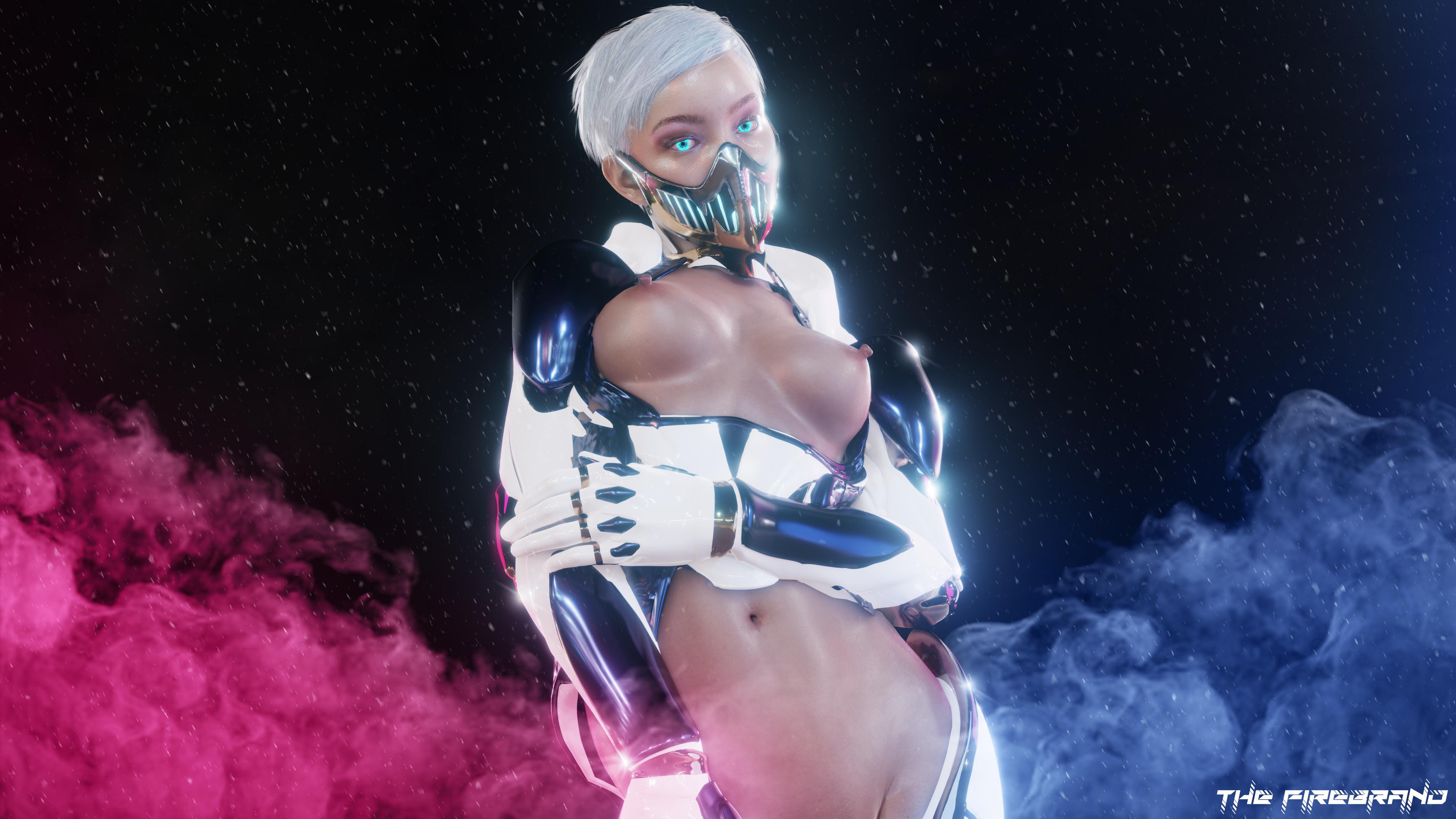 1girls, 3d, absurd res, areolae, blender, breasts, female, female only, frost (mortal kombat), highres, looking at viewer, mortal kombat, mortal kombat 11, nipples, solo, the firebrand