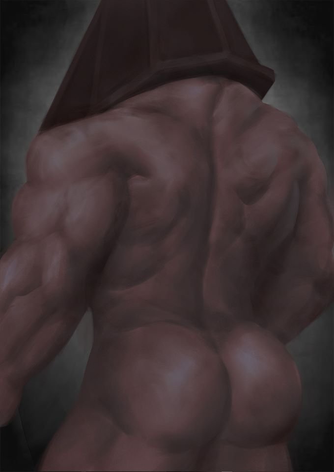 1boy back_muscles back_view backside bara biceps big_ass bozi bubble_butt helmet huge_ass male male_only muscles muscular muscular_back muscular_male obscured_face posing pyramid_head ripped silent_hill silent_hill_2 solo solo_male thick_ass thick_thighs turned_away