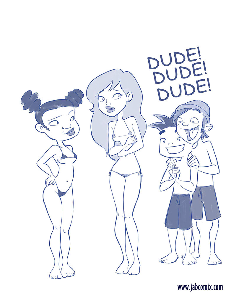 2girls american_dragon:_jake_long arthur_spudinski bikini disney disney_channel female greyscale jab jake_long male medium_breasts monochrome rose_(huntsgirl) small_breasts swimsuit trixie_carter